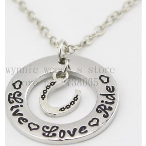 2015 "Live Love Ride"Necklace Hand stamped horse lover jewelry Horse Riding Gift necklace equestrian Jewelry