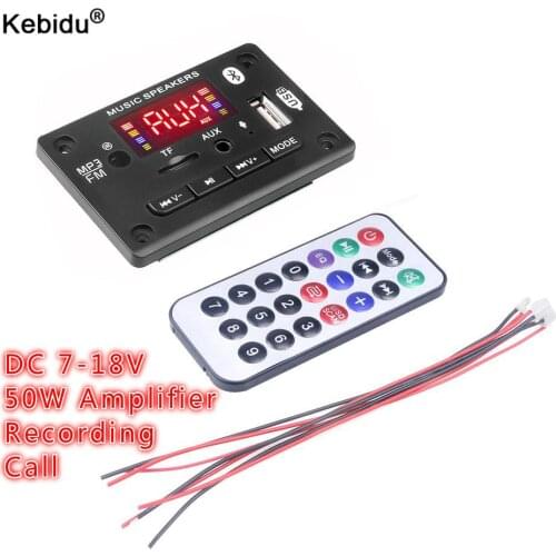 12V MP3 Decoder Board WAV Decoding MP3 Player Bluetooth 5.0 Audio Module With 50W Amplifier support TF USB FM Radio Recording