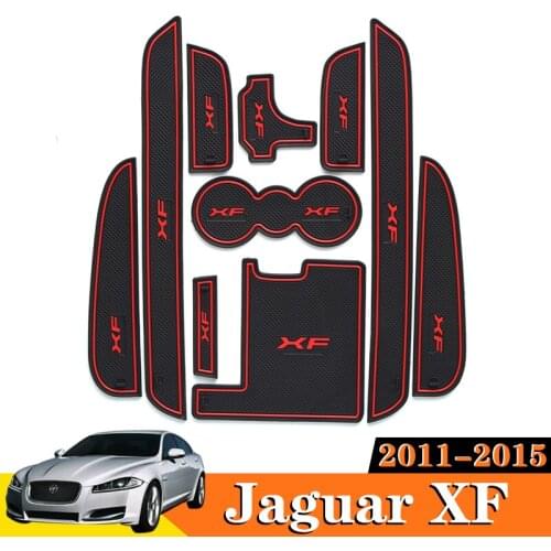 10PCS Car Door Groove Mat For Jaguar XF 2011-2015 2012 2014 Car Decoration Accessories 3D Rubber Gate Slot Mat Pad Non-Slip Mats