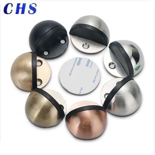 Zinc Alloy Rubber Door Stopper Non Punching Sticker Hidden Door Holder Catch Floor Mounted Nail-free Door Stop Door Hardware