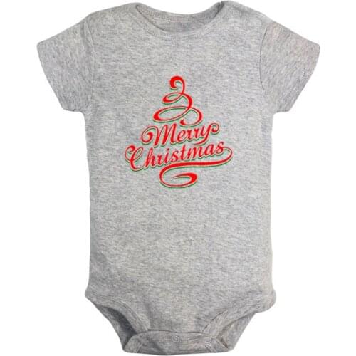 Christmas Tree Merry Christmas Santa Claus and Reindeer Newborn Baby Girl Boys Clothes Short Sleeve Romper Outfits 100% Cotton