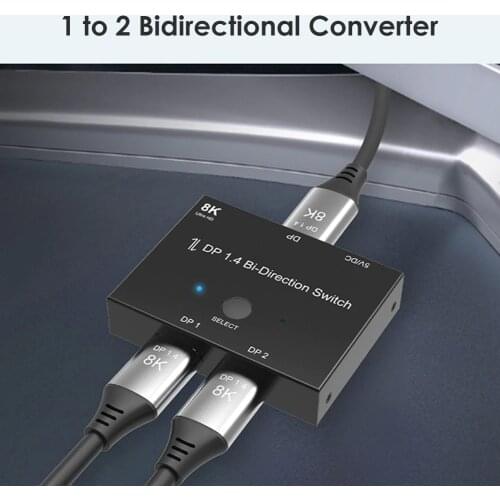 Displayport Splitter DP1.4 Switch Ports Bi-direction 1x2 / 2x1 Displayport Switcher Ultra HD 8K@30Hz 4K@120Hz for PS4 Xbox HDTV