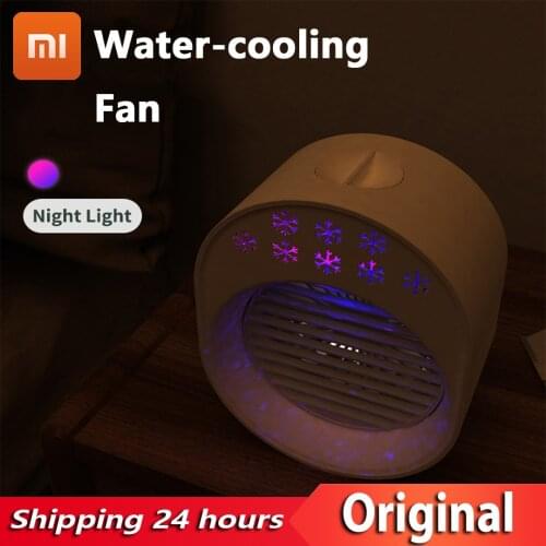 2021 Water-cooling Humidification Fan Cooling Air-conditioning Fans Low Noise with 300ml Capacity Water Tank and Night Light