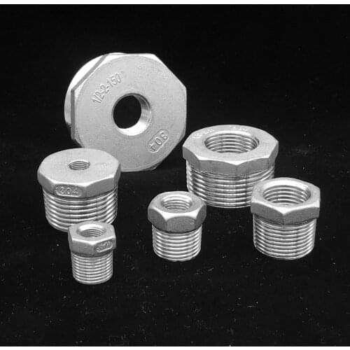 Reducer Bushing Male x Female 1/8" 1/4" 1/2" 3/4" 1" 1-1/4" 1-1/2" BSP Threaded Stainless Steel SS304 Plumbing Pipe Fittings