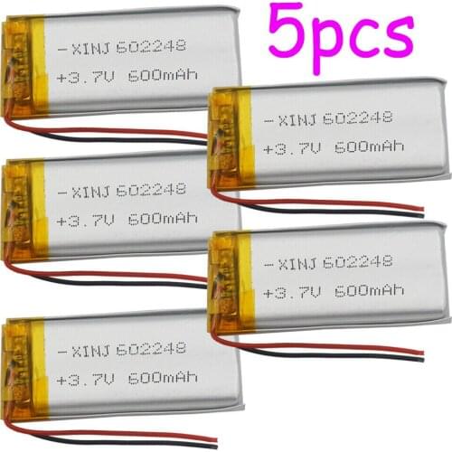 XINJ 5pcs 3.7V 600 mAh Li Lithium Polymer Battery Li ion cell 602248 For GPS Sat Nav MP4 Music player Audio watches Car camera