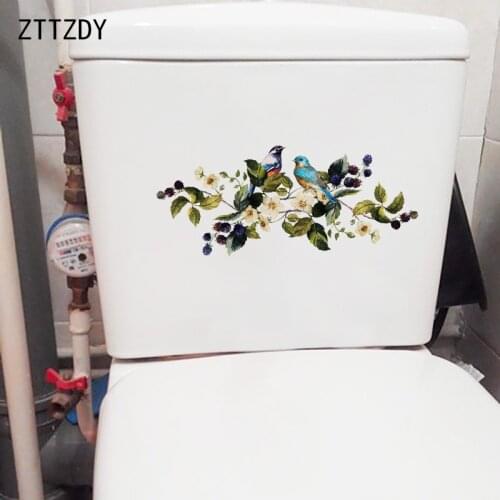 ZTTZDY 25.5×10.6CM Gorgeous Flower And Bird Painting Wall Stickers Mural Home Toilet Decoration T2-1531