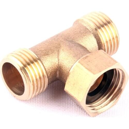 1pc 1/2 Inch Brass Tee Thread Connector Garden Hose 3 Way Brass Pipe Fitting