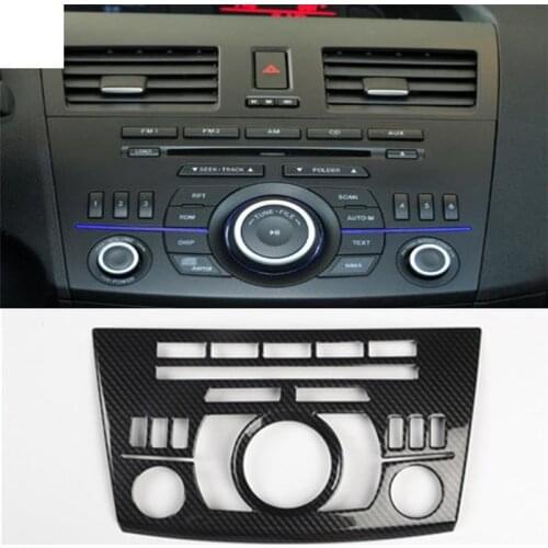1pc Car stichers ABS Carbon fiber grain Central control CD panel decoration cover for 2010-2013 Mazda 3 car accessories