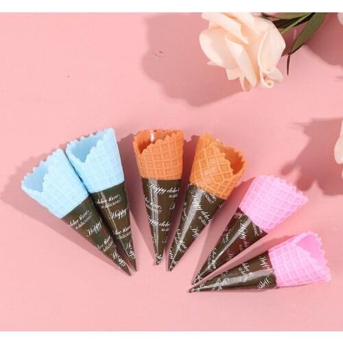 2Pcs Simulation Food Plastic Fake Ice Cream Cone Miniature Ice Cream Cones DIY Crafts Cute Artificial Food Home Decor