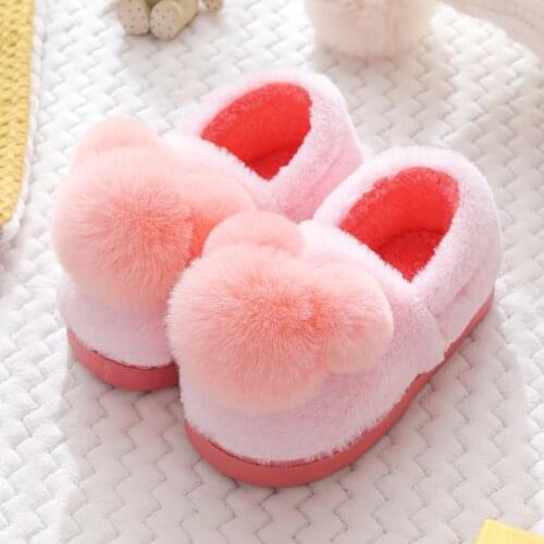 2020 new childrens cotton slippers autumn and winter childrens childrens shoes indoor bag heel Princess slippers