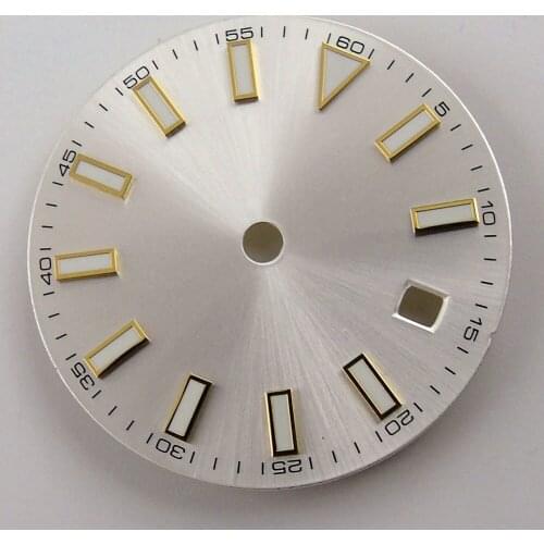 29mm White Sterile Watch Dial Gold Marks Fit ETA2836 Miyota 8215 821A 8205 MOVEMENT