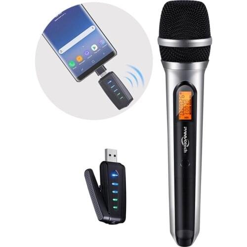 USB Wireless Microphone, Alvoxcon UHF Unidirectional Mic for Smartphone, PC Computer, Laptop, PA, Podcasting, Vlogging, Youtube
