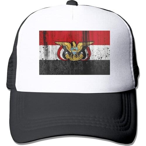 Yemen Puerto Rico Flag Baseball Cap Mesh Back Snapback Trucker Hat For Men/Women Black