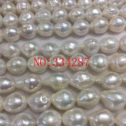 NEW 15inches 11-14 mm Natural white color Sea South Irregular Pearl Baroque Beads