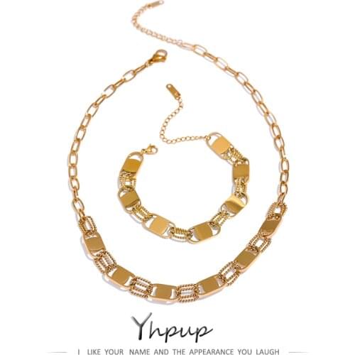 Yhpup New Stainless Steel Accessories Statement Chain Necklace High Quality Metal 18 K Collar Necklace Bijoux Femme Party Gift