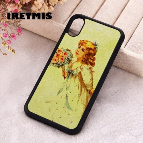 Iretmis 5 5S SE 2020 Phone Cover Case for iPhone 6 6S 7 8 Plus X Xs XR 11 12 Mini Pro Max Rubber Silicone Girl With Roses