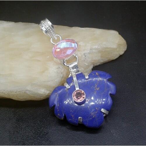 Gemstonefactory Jewelry Big Promotion 925 Silver Blue Sea Sediment Mystical Topaz Women Ladies Gifts Necklace Pendant 1003