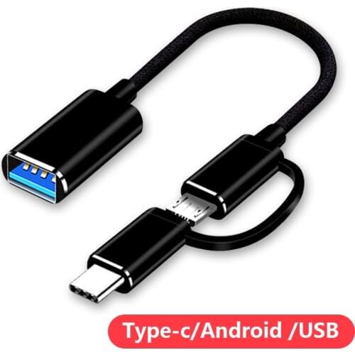 FONKEN 2 in 1 USB OTG Cable Type C Micro usb Male to USB 2.0 Female Charge Data Sync Converter Adapter for Samsung Xiaomi Huawei