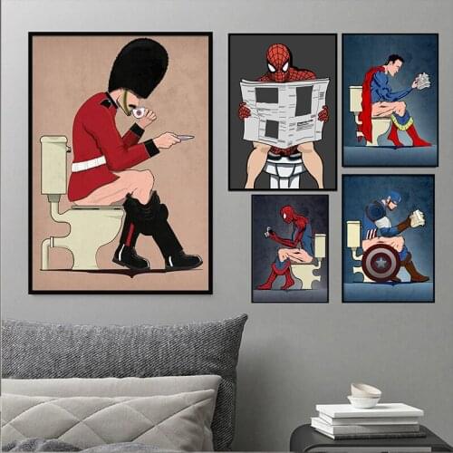 Superhero Canvas Painting Animated Comics Spiderman Wall Art Canvas Painting Nordic Posters and Prints Pictures Bathroom