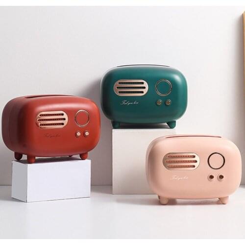Tissue Box Retro Radio Model Desktop Paper Holder Vintage Dispenser Storage Creative Napkin Case Organizer Ornament Craft