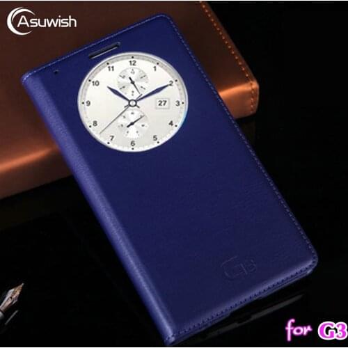 Flip Cover Leather Phone Case For LG G3 LGG3 G 3 D855 D850 D 855 850 D851 Smart Window View Case Circle Sleep Wake Quick Answer