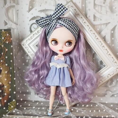 ICY DBS Blyth doll 1/6 Joint Body hand painted matte face white skin purple long curly hair suit 30cm BJD SD toys gift AB hand s