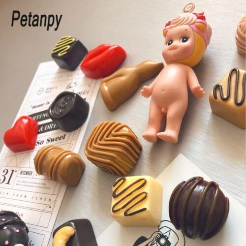Heart Simulation chocolate Magnetic refrigerator sticker Home decoration accessories DIY cake message information Fridge Magnet