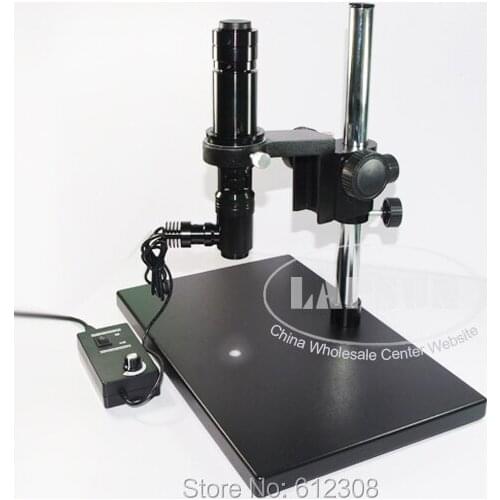 30X-200X Inspection Zoom Monocular 0.5X Eyepiece C-mount Lens + Coaxial Light + Stereo Stand for PCB SMD Industrial Microscope