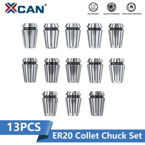 XCAN ER20 Collet Chuck Set 13pcs AA Standard Spring Collet Clamp CNC Router Milling Chuck Collet for Milling Lathe Tools Holder