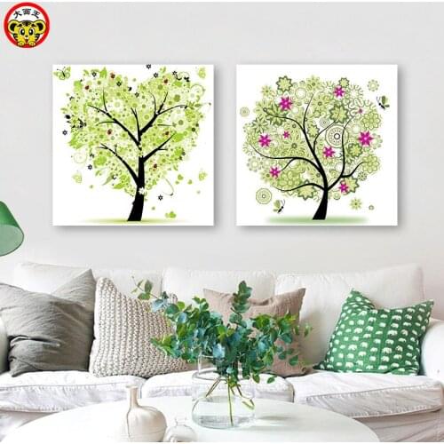 Painting by numbers art paint by number Diy can love trees simple illustrations fill color hand-painted decorative painting oi