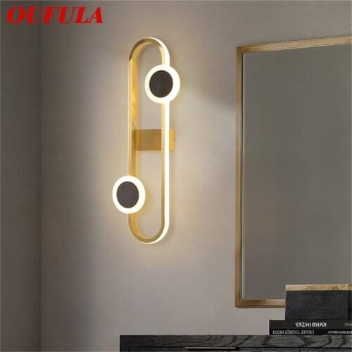 OUFULA Nordic Wall Sconces Lamps Brass Contemporary Creative LED Light Indoor For Home