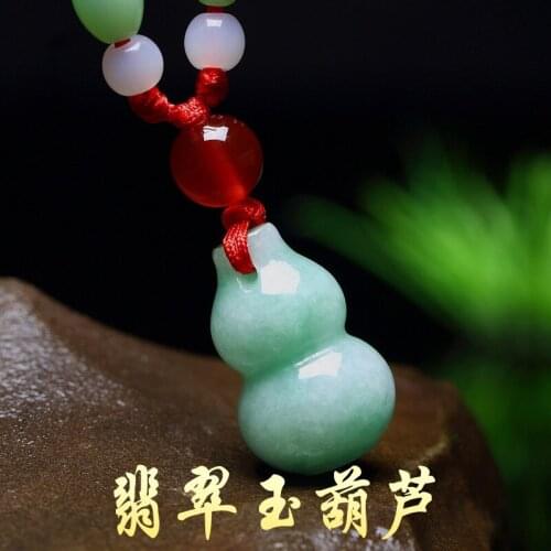 Natural Myanmar jadeite jade gourd pendant simple retro pendant temperament jewellery fashion for women men lucky