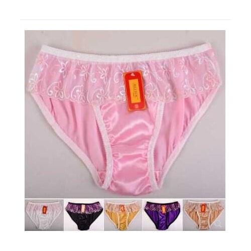 New ladies sexy lace lace pure silk briefs 100% silkworm silk underwear