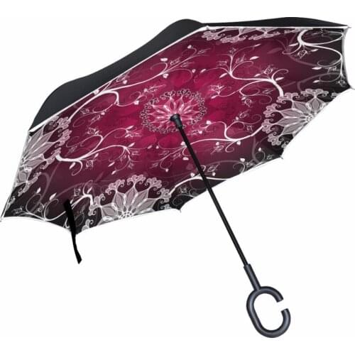 New Creative C-Handle Type Stand Upright Double Car Men Women High Quality Upside Down Windproof Double Layer Reverse Umbrella