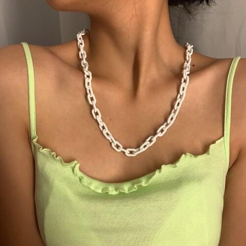 Geometric Disc Charm Acrylic Necklace For Women Men Best Friends Trendy Jewerly Pink Orangle Green White Chain