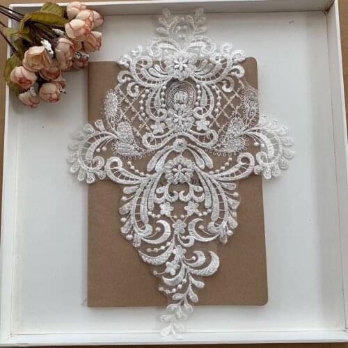 Pacth Dress Fabric-Collar Tassel Appliques Embroidred Flower Rose Wedding -Decoration