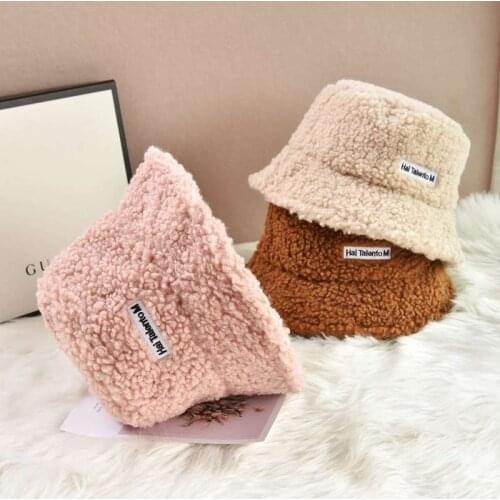 Winter Lamb Bucket Hat Women Thicken Warm Panama Outdoor Sports Fishing Sun Hat Female Sunscreen Fishermen Sunhat Unisex