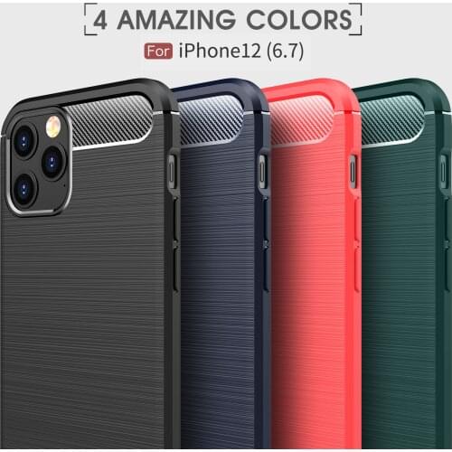 Shockproof Carbon Fiber Bumper Case For iPhone 11 12 Mini Pro Max TPU Silicone Back Cover for iPhone 6 6S 7 8 Plus X XR XS
