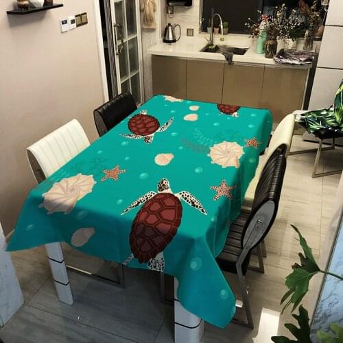 Turtle Household Rectangular Dining Table Rectangular Tablecloth Striped Fashion Printing Waterproof Nappe De Table Picnic Mat