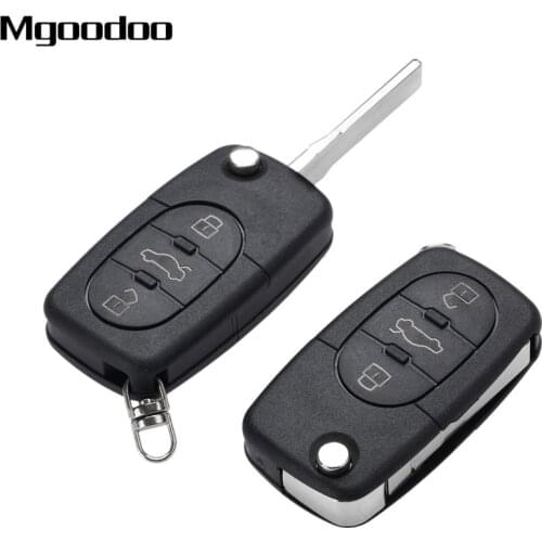 Mgoodoo 2Pcs 433MHz 3 Button Remote Key Uncut Flip Remote Key ID48 Chip For Audi A3,A4 A8 Quattro,A6 Allroad TT RS4 4DO837231A