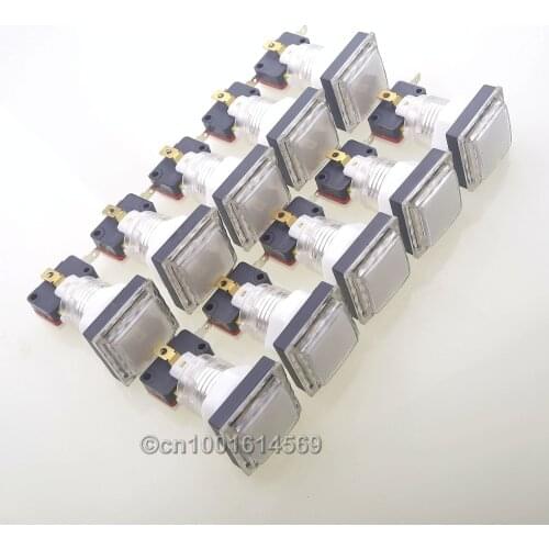 Reyann 10 x 34mm LED Angular Square Illuminated Push Button Lamp Exit Button For Arcade Control Panel Parts &Retropie 3B - White