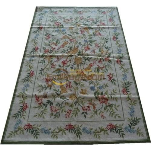 Antique Needlepoint Brick Carpet Vintage Wool Needlepoint Floral Carpet Home Decore Luxury