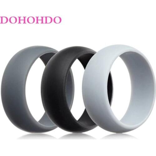 3pcs/set High Quality 8mm Hypoallergenic Flexible Silicone Finger Ring Environmental Rubber Wedding Rings For Men Women Size6-12