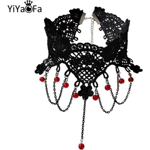 YiYaoFa Gothic Party Jewelry Vintage Lace Necklace for Women Accessories Choker Necklace Statement Collar Necklace GN-86