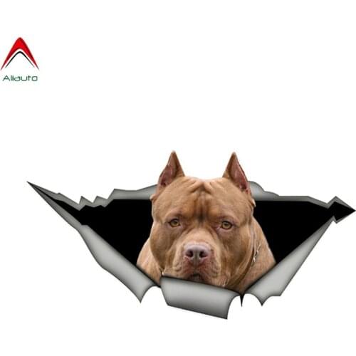 Aliauto Funny Pet Dog Car Stickers Brown American Pitbull Vinyl Decal Waterproof Automobiles Motorcycles Decoration,15cm*6cm
