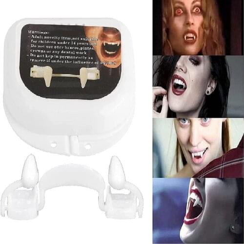 1PC Retractable Halloween Cosplay Retractable Zombie Fangs Party Prop Decoration Fake Vampire Teeth Freesize For Kids Adults