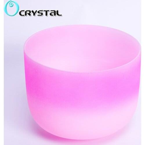 12 Inch Rose Pink and Light Pink C D E F G A B Third Eye Crown Root Sacral Frosted Quartz Crystal Singing Bowl Meditation