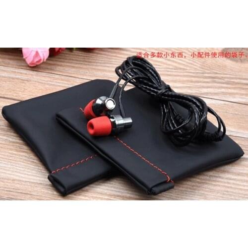 200pcs Mini Portable PU Leather Earphone Bag Headphone Accessories Storage Mini Earbuds Protective Package Case For Cable