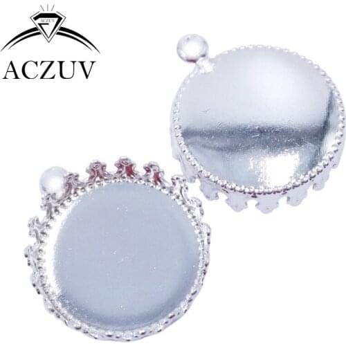 200pcs Silver Plated 15mm 20mm 25mm Crown Cabochon Setting Charm Earring Blank Jewelry Bezels Pendant Tray Cameo Base RPT004