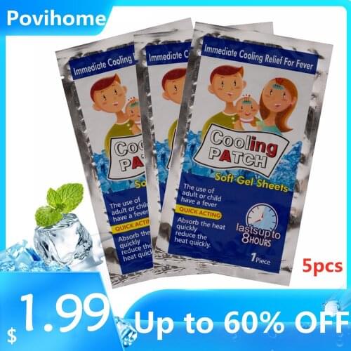 5pcs Cooling Patches Adult Baby Fever Down Medical Plaster Migraine Headache Pad Lower Temperature Sticker Health Care